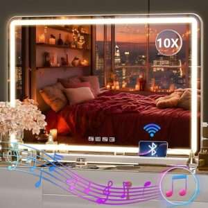 Hasipu Specchio Smart cosmetico con luci e altoparlante Bluetooth